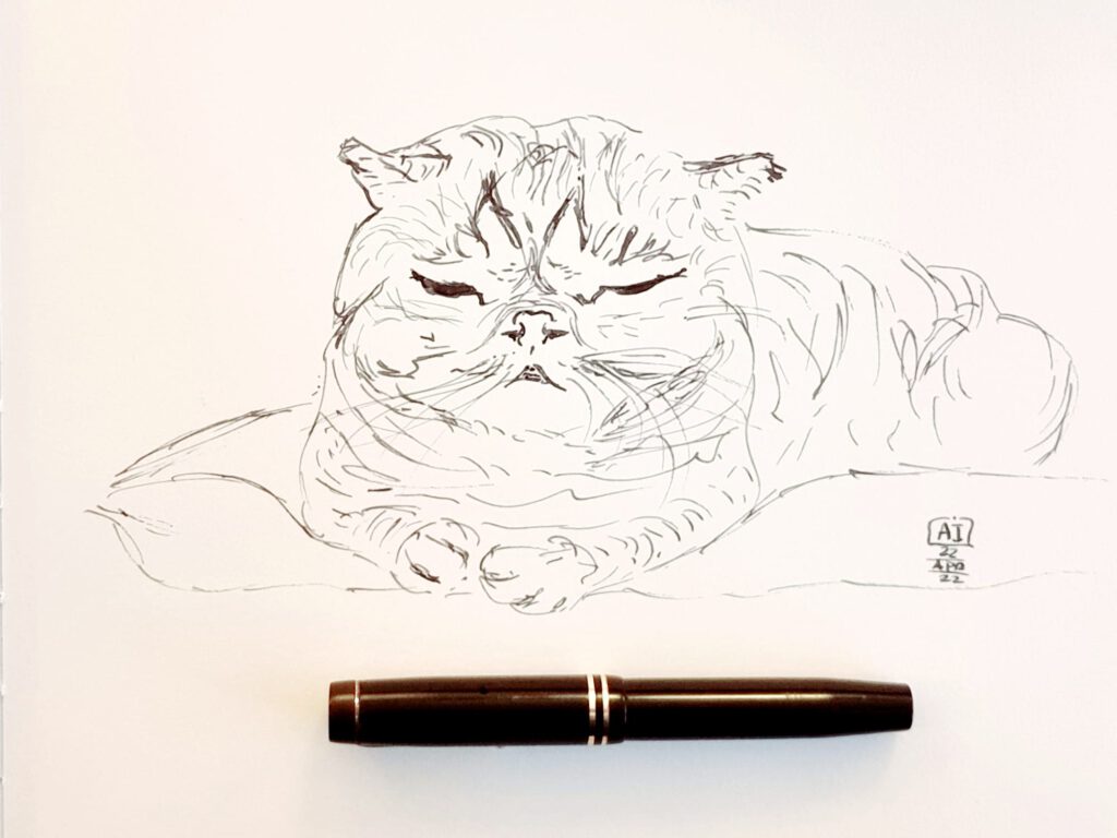 Lulu sketch with a Parker Duofold Jr.