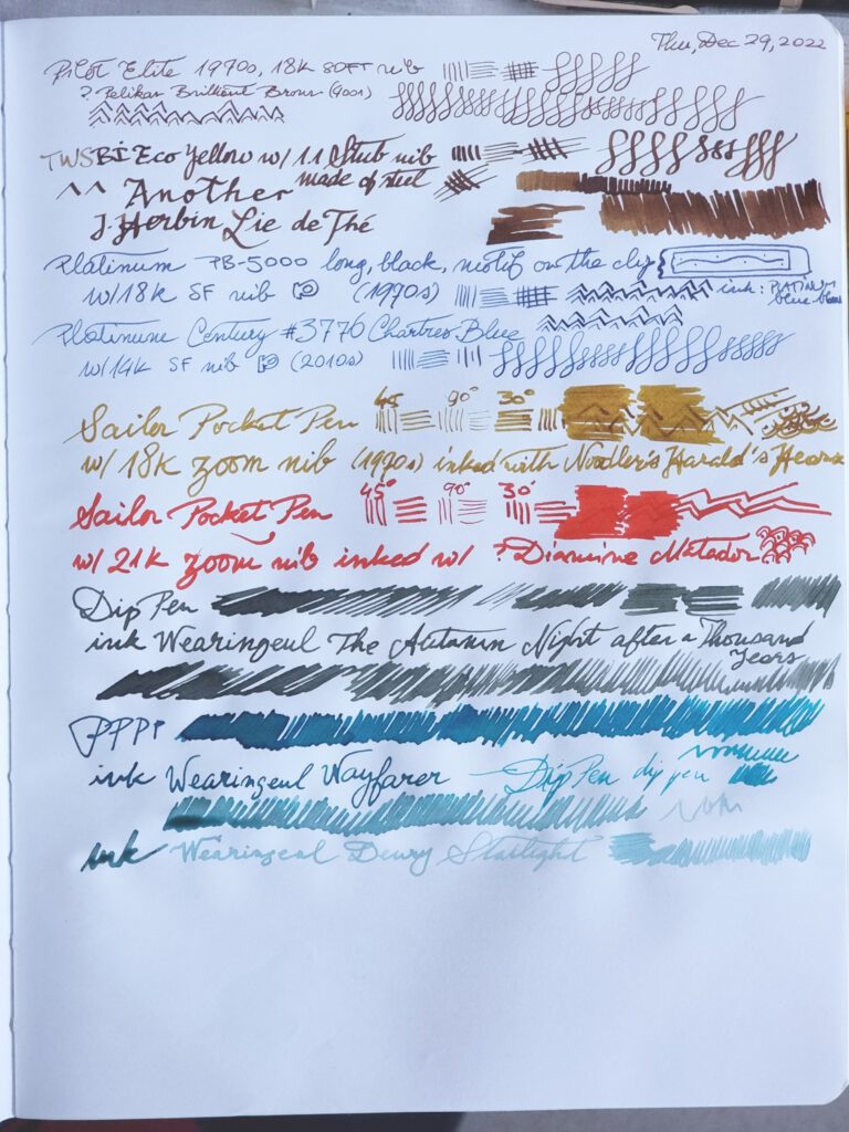 A simple tryout page. All ink and scribbles. No subtlety.