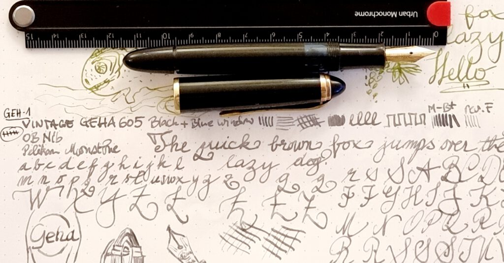 Geha 605 - Full pen dimensions and use samples