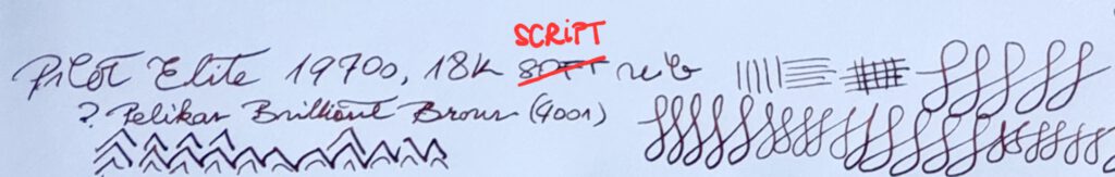 Writing sample with a 1970s PILOT Elite, 18k SCRIPT nib