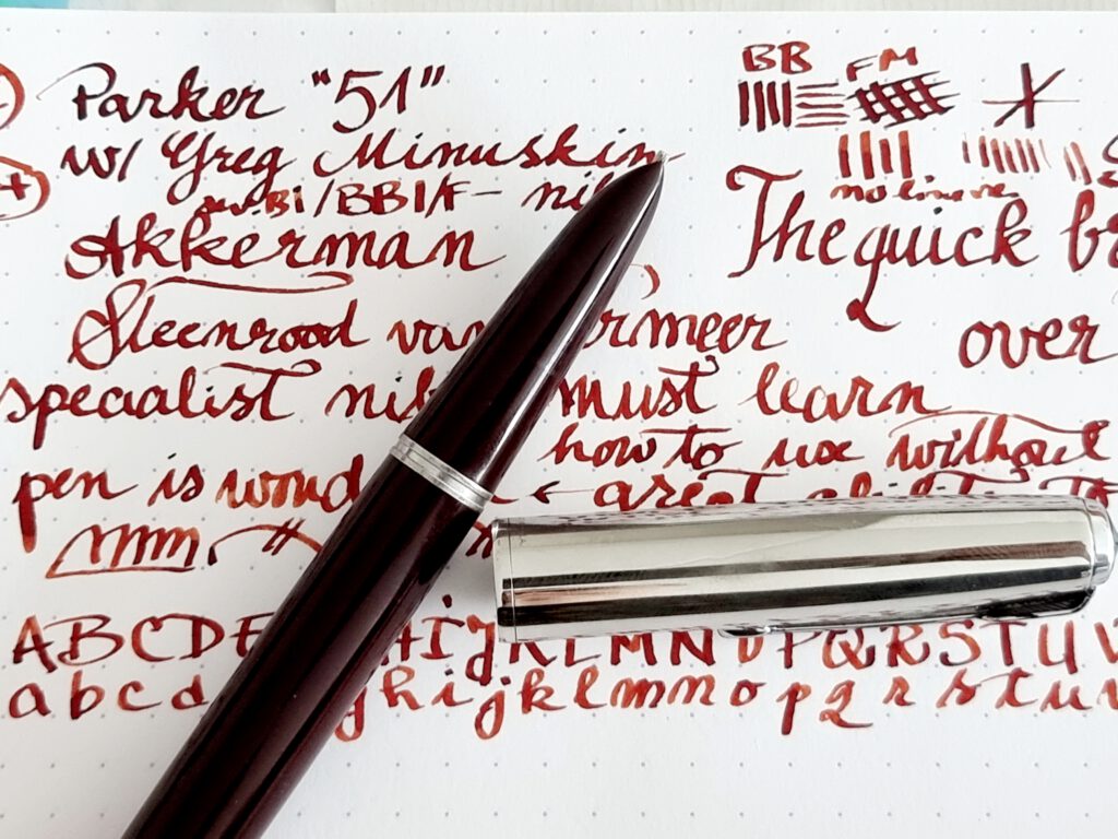 Parker 51 w Greg Minuskin nib - At work - detail