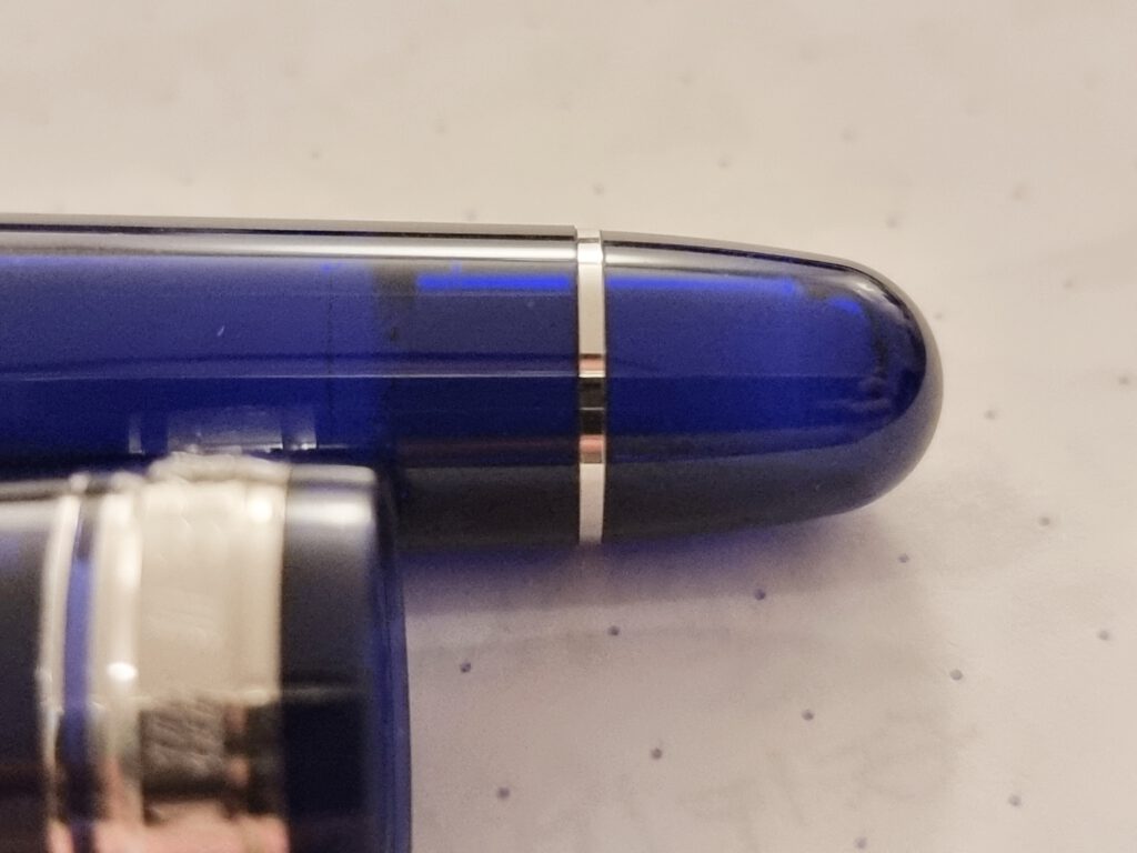 Platinum C3776 Blue - 14k B - Barrel End Detail