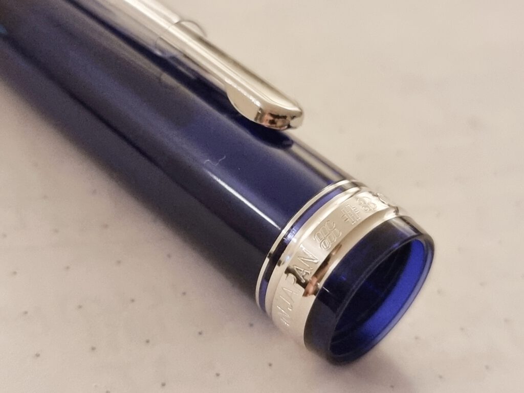 Platinum C3776 Blue - 14k B - Cap Detail