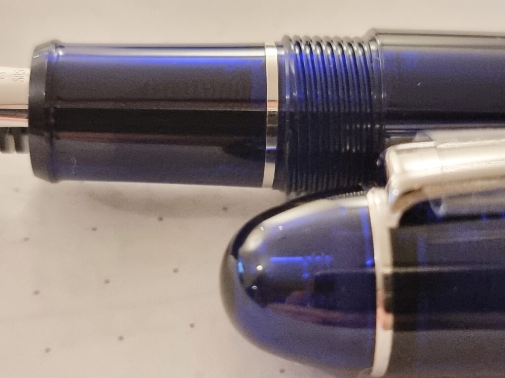 Platinum C3776 Blue - 14k B - Grip and Cap Finial detail