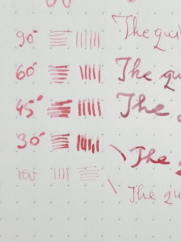 1970s Sailor Mini 21 - Zoom nib - Writing Angle vs Stroke Width