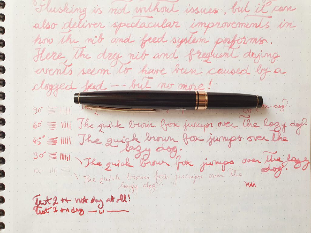 Sailor Mini 21 1970s - Zoom nib - Writing Angle vs Stroke Width - Large