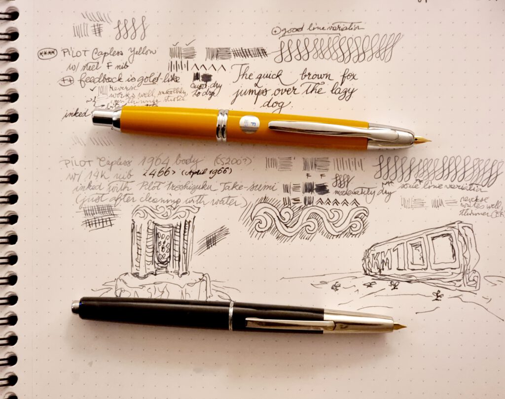 Two Pilot Capless pens, fifty years apart